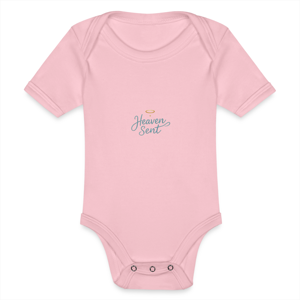 Heavenly Organic Short-Sleeved Baby Bodysuit: Adorned with "Heaven Sent" and Angel Wings! - Image 4